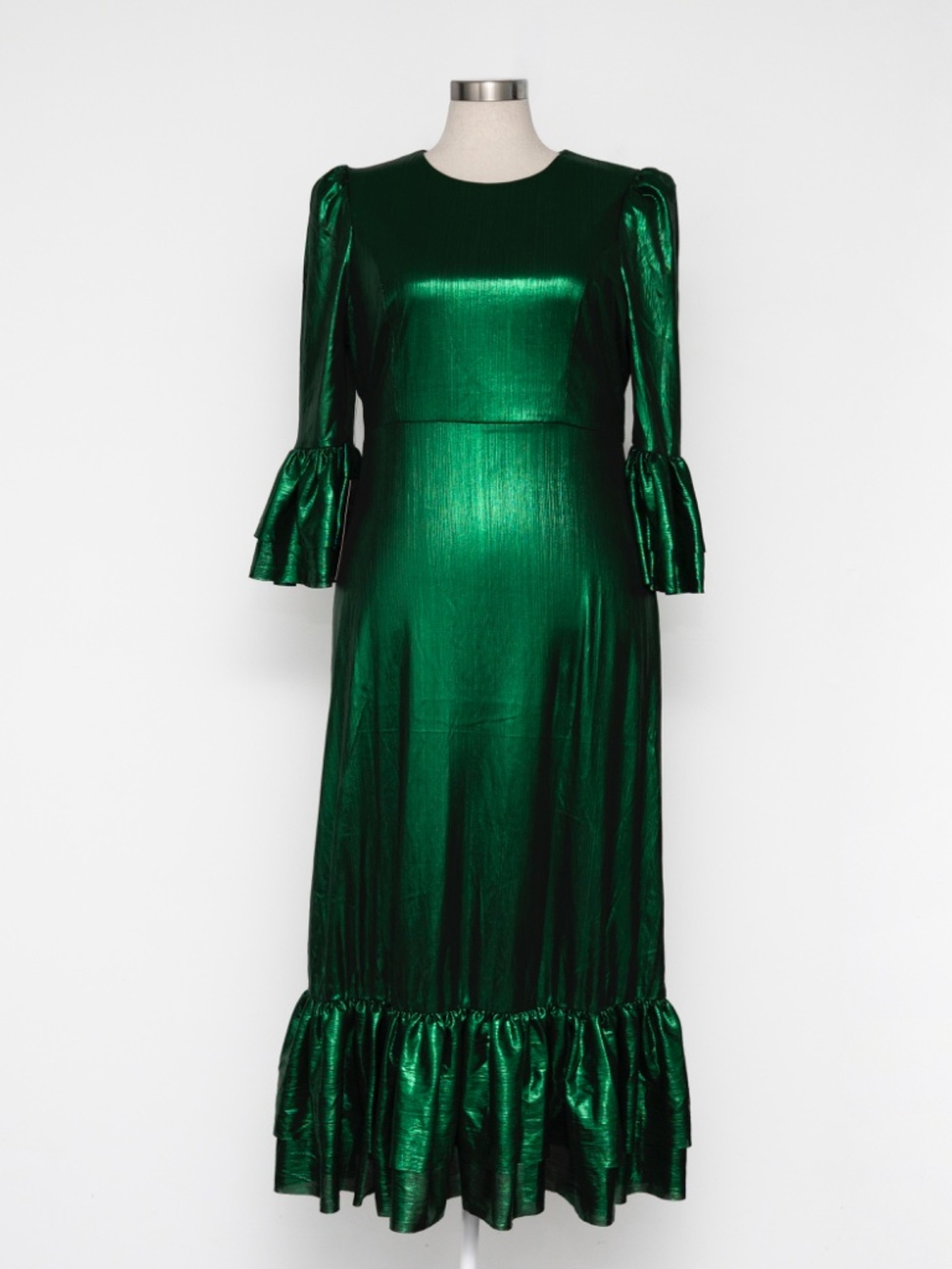 Pomander Place - Emerald Crinkle Lurex Lillith Maxi Dress